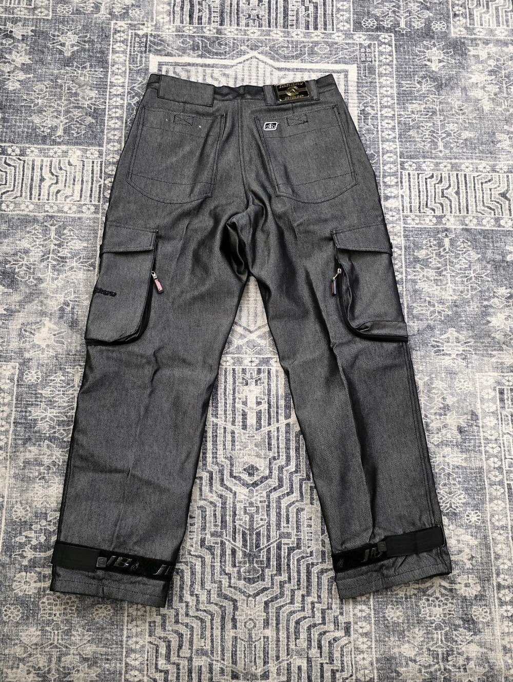 Johnny Blaze Rare VTG Shiny Denim Cargo Jeans 34 Wu-Tang 90s Hiphop Wide Leg Str